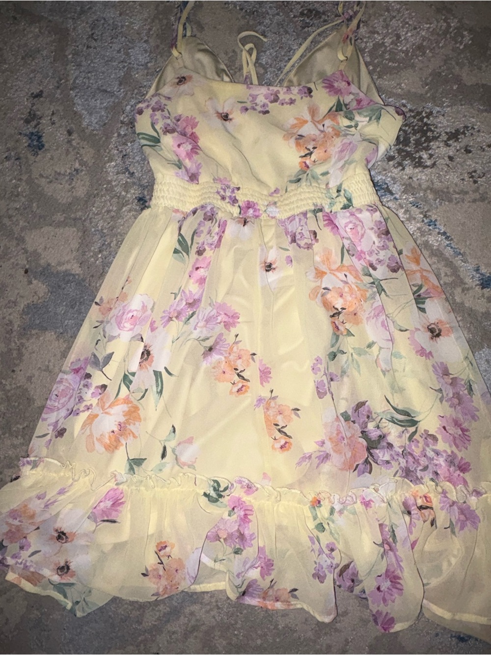 Haute Monde Yellow Floral Tie-Shoulder Sundress - Picture 5 of 5